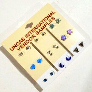 UNCAS International Set of 9 Stud Colorful Earrings - Trendy & Stylish Jewelry